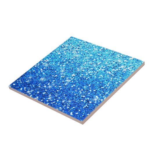 Blaue Glitzer Glitzern Textur Fliese (Seite)