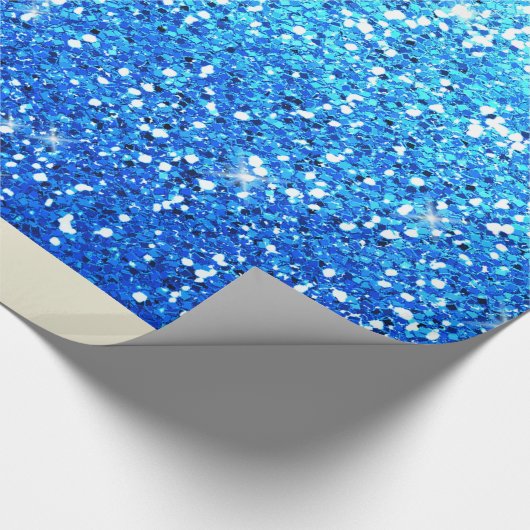 Blaue Glitzer Glitzern Textur Geschenkpapier (Ecke)