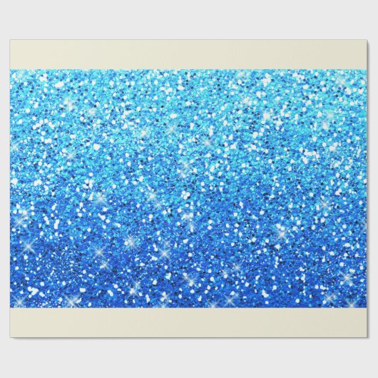 Blaue Glitzer Glitzern Textur Geschenkpapier (Flach)