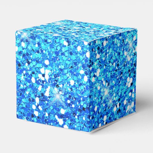 Blaue Glitzer Glitzern Textur Geschenkschachtel (Rückseite)