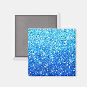 Blaue Glitzer Glitzern Textur Magnet (Vorderseite/Rückseite)