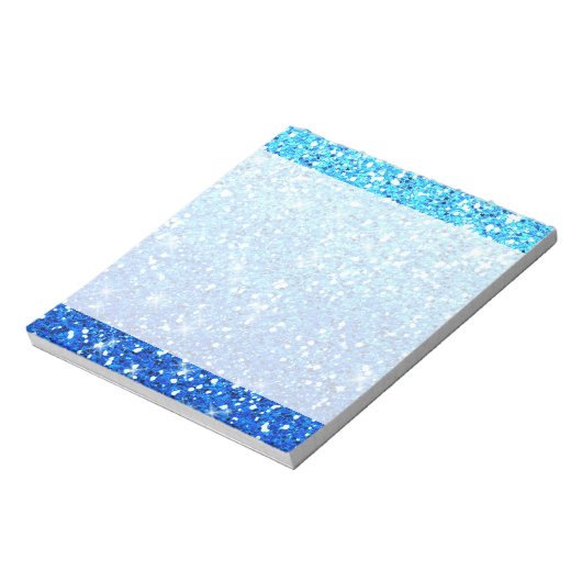 Blaue Glitzer Glitzern Textur Notizblock (Rotiert)
