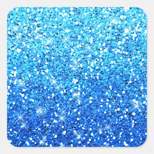 Blaue Glitzer Glitzern Textur Quadratischer Aufkleber (Vorderseite)