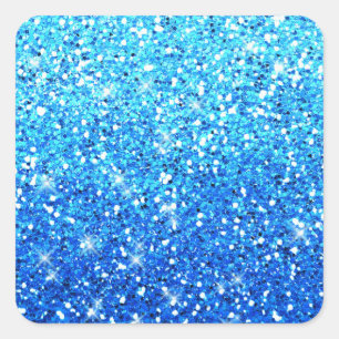 Blaue Glitzer Glitzern Textur Quadratischer Aufkleber