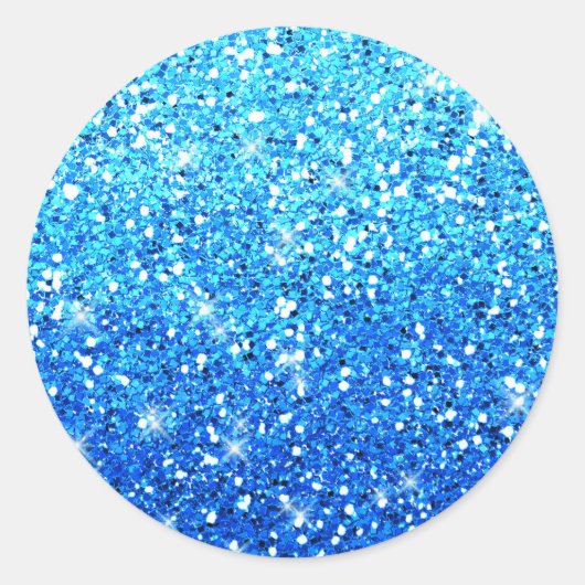 Blaue Glitzer Glitzern Textur Runder Aufkleber (Vorderseite)