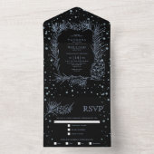 Blaue Glitzer-Kiefer, Konfetti All In One Einladung (Innen Boden)