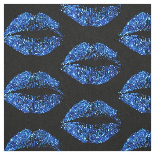 Blaue Glitzer-Lippen #2 Stoff (Muster)