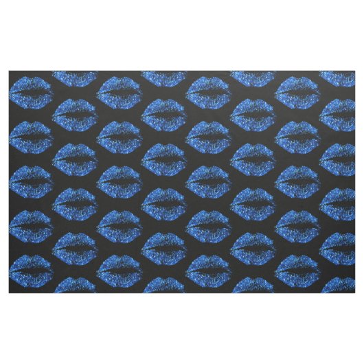 Blaue Glitzer-Lippen #2 Stoff (Fat Quarter (45,7 x 55,9 cm))