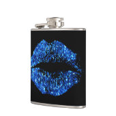 Blaue Glitzer-Lippen Flachmann (Links)