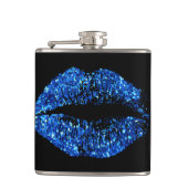 Blaue Glitzer-Lippen Flachmann (Vorderseite)