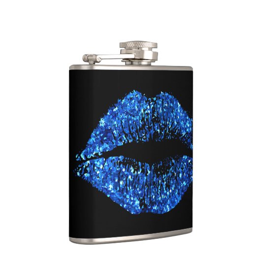 Blaue Glitzer-Lippen Flachmann (Rechts)