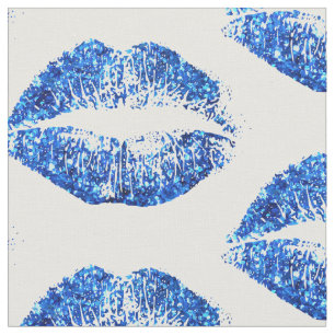 Blaue Glitzer-Lippen Stoff