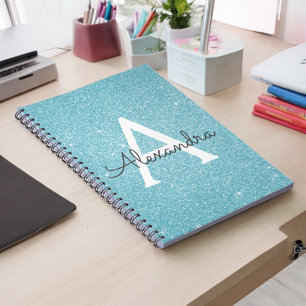 Blaue Glitzer Monogramm-Notizbuch Notizblock