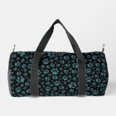 Blaue Glitzer-Pfoten Funkeleffekt schwarzer Hinter Duffle Bag (Rückseite)