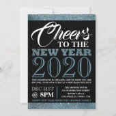 Blaue Glitzer Streifen, neues Jahr Einladung (Vorderseite)