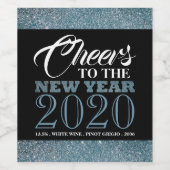 Blaue Glitzer Streifen, neues Jahr Weinetikett (Einzelnes Label)