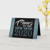 Blaue Glitzer Streifen, Neujahr Gruß Karte (Gelbe Blume)