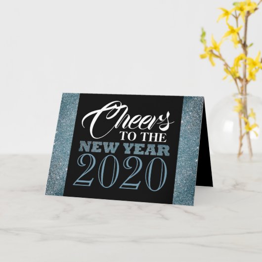 Blaue Glitzer Streifen, Neujahr Gruß Karte (Gelbe Blume)