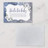 Blaue Glitzer und Blumenwünsche Begleitkarte (Vorne/Hinten)