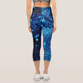 Blaue Glitzern Abstrakt Gefrierbläschen Capri Leggings (Rückseite)