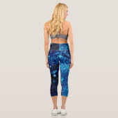 Blaue Glitzern Abstrakt Gefrierbläschen Capri Leggings (Rückseite)