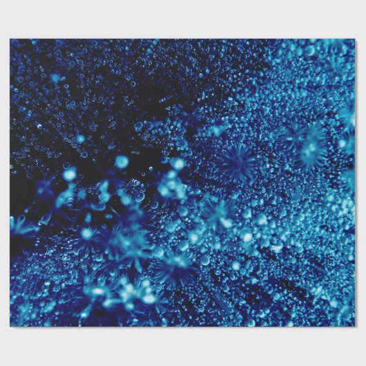 Blaue Glitzern Abstrakt Gefrierbläschen Geschenkpapier (Flach)