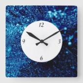 Blaue Glitzern gefrorene Eisblasen mit Zahlen Quadratische Wanduhr (Vorderseite)