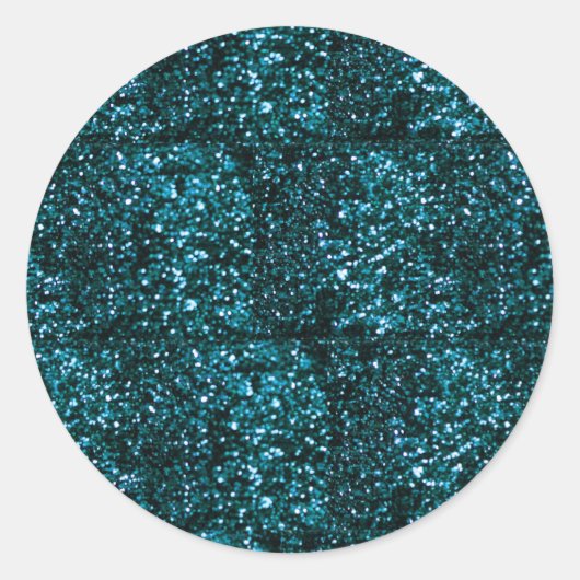 Blaue Glitzern Runder Aufkleber (Vorderseite)