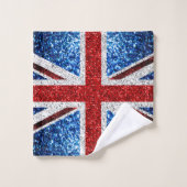 Blaue Glitzern unter der Flagge des Vereinigten Kö Badhandtuch Set (Waschlappen)