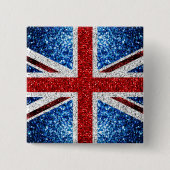 Blaue Glitzern unter der Flagge des Vereinigten Kö Button (Vorderseite)