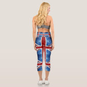 Blaue Glitzern unter der Flagge des Vereinigten Kö Capri Leggings (Rückseite)