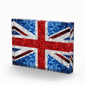 Blaue Glitzern unter der Flagge des Vereinigten Kö Fotoblock (Rechts)