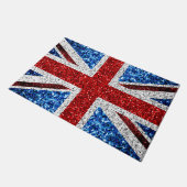 Blaue Glitzern unter der Flagge des Vereinigten Kö Fußmatte (Schrägansicht)