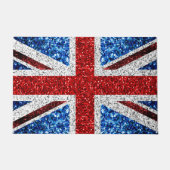 Blaue Glitzern unter der Flagge des Vereinigten Kö Fußmatte (Vorderseite)
