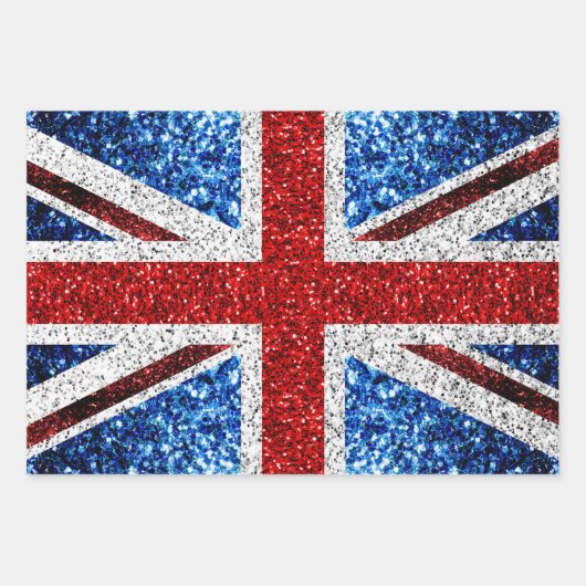 Blaue Glitzern unter der Flagge des Vereinigten Kö Geschenkpapier Set (Vorderseite 2)
