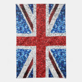 Blaue Glitzern unter der Flagge des Vereinigten Kö Geschirrtuch (Vertikal)