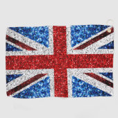 Blaue Glitzern unter der Flagge des Vereinigten Kö Golfhandtuch (Horizontal)