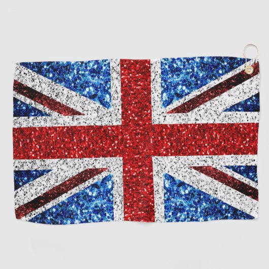 Blaue Glitzern unter der Flagge des Vereinigten Kö Golfhandtuch (Horizontal)