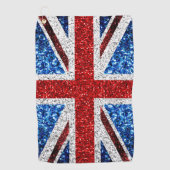 Blaue Glitzern unter der Flagge des Vereinigten Kö Golfhandtuch (Vorderseite)