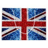 Blaue Glitzern unter der Flagge des Vereinigten Kö Große Geschenktüte (Rückseite)