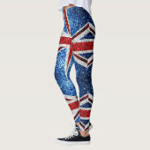 Blaue Glitzern unter der Flagge des Vereinigten Kö Leggings (Links)