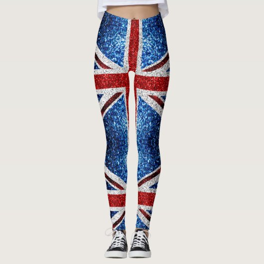 Blaue Glitzern unter der Flagge des Vereinigten Kö Leggings (Vorderseite)