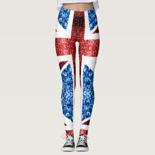 Blaue Glitzern unter der Flagge des Vereinigten Kö Leggings