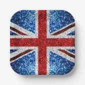 Blaue Glitzern unter der Flagge des Vereinigten Kö Pappteller (Vorderseite)
