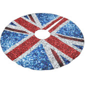 Blaue Glitzern unter der Flagge des Vereinigten Kö Polyester Weihnachtsbaumdecke (Schrägansicht)