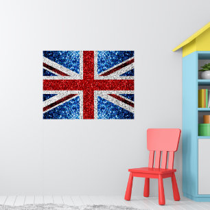 Blaue Glitzern unter der Flagge des Vereinigten Kö Poster