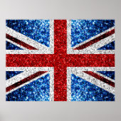 Blaue Glitzern unter der Flagge des Vereinigten Kö Poster (Vorne)