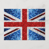 Blaue Glitzern unter der Flagge des Vereinigten Kö Postkarte (Vorderseite)