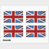 Blaue Glitzern unter der Flagge des Vereinigten Kö Rechteckiger Aufkleber (Blatt)