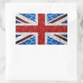 Blaue Glitzern unter der Flagge des Vereinigten Kö Rechteckiger Aufkleber (Tasche)